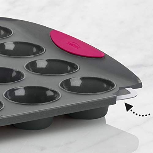 Trudeau Structure Silicone Muffin Pan, 24 Cup Mini, Grey/Mint #TOP3