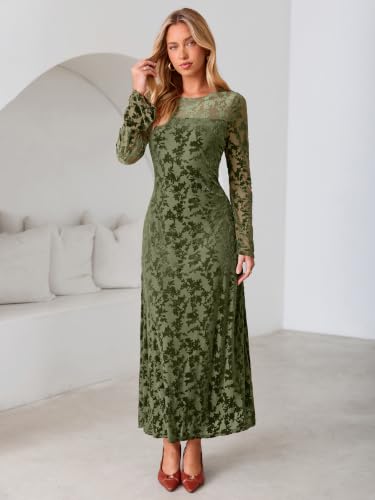 Simplee Womens Velvet Long Sleeve Fall Formal Wedding Guest Maxi Dress — view 6