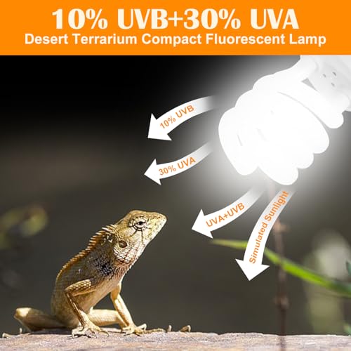 Reptile Tortoise UVB 10.0 Light Kit Bulb 26W Vivarium UVA UVB CFL Bulb E27 Desert Terrarium Compact Fluorescent Lamp for Turtle Lizard Snake Leopard Gecko Bearded Dragon Tank (1 Pack) - Image 2
