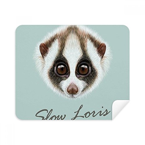 Big-Eyed White Brown Loris Animal Cleaning Cloth Screen Cleaner 2pcs Suede Fabric