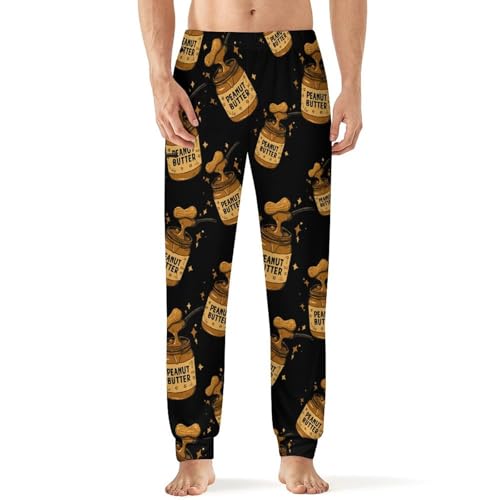 Peanut Butter Food Jar Men's Pajama Pants Soft Loungewear Bottoms Lightweight Sleepwear