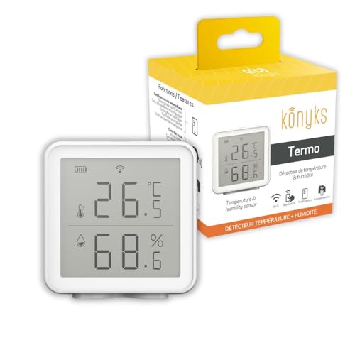 Konyks Termo Termómetro-Higrómetro Wi-Fi compatible Alexa, Google Home,Tuya, programa tareas en segùn que temperaturas