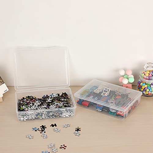 Btsky Clear Plastic Storage Box With Flap Lid, Multipurpose Craft Organizers And Storage Box Art Supply Storage Organizer Plastic Sewing Box For Beads Pencils Notebooks, 4 Pack Small #TOP7