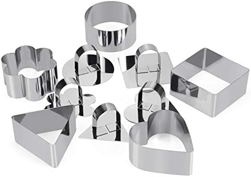 HULISEN Set of 5 Cake Ring, Stainless Steel 3 inch Round Dessert Mousse Mold with Pusher & Lifter Cooking Rings