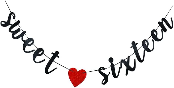 Sweet Sixteen Banner - 16th Birthday sign ,Happy Sweet 16,Cheers to 16 Years Old Decoration