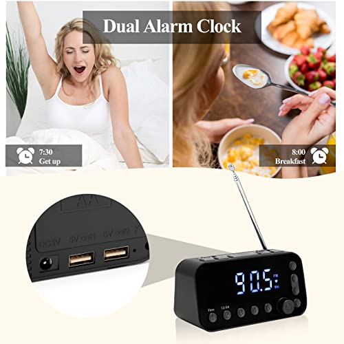 Gowenic Digital Alarm Clock Radio With 3.5 Inch Led White Light Display Backlight Dual Usb Adjustable Volume Fm/Dab Clock Radio With Usb Charger And Sleep Timer #TOP3