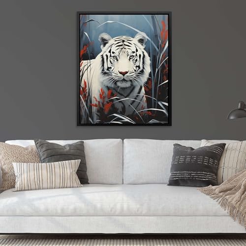Fresque pour salon Tigre blanc grand format déco murale nature moderne - 4