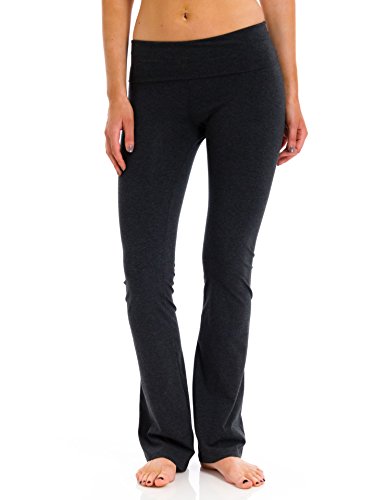 T Party Women's Foldover Yoga Pants, Charcoal, Small