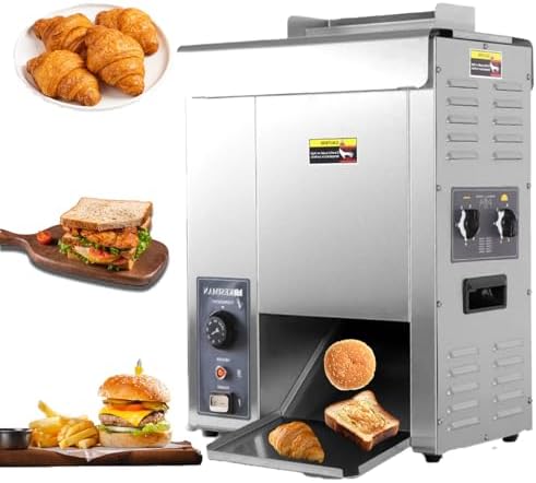 Commercial Burger Buns Toaster, 2000W Vertical Bun Toaster,with 50-300°C Wide Temperature Range, for Toast & Croissant