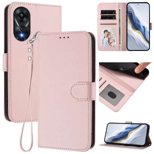 Pzwoxukhov Compatible with Oppo A78 4G Case Cover,Compatible with Oppo A78 4G Phone Case,Solid Color flip Shockproof Case Cover Pink