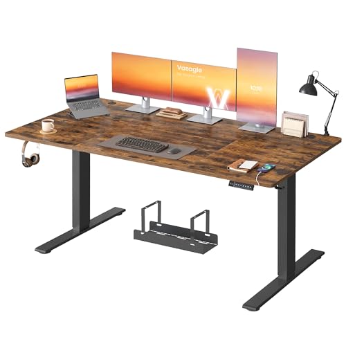 VASAGLE Bureau Électrique Réglable en Hauteur, 180 x 80 cm, avec Port USB-C, Support pour Multiprise, Rappel de Sédentarité, Fonction Mémoire 3 Hauteurs,...