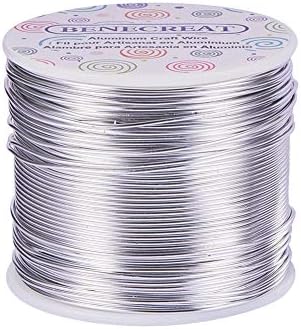 BENECREAT 30 m Anodised Aluminium Wire, Crafts, Edged Aluminium Craft Wire, Floral Coloured (2 mm-Silver)