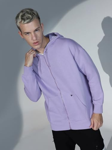 Image of Hubberholme Men Purple Cotton Long Sleeves Regular Hood Sweatshirts HHMSSW23002