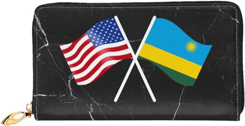 American And Rwanda Flag Wallet Card Bag