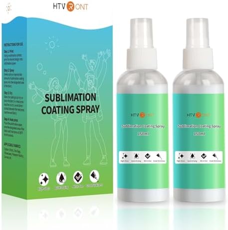 HTVRONT Sublimation Coating Spray for Cotton Shirts 2x150ml, Sublimation Spray for All Fabric, Canvas, Carton, Pillow, Sublimation Spray Quick Dry & High Gloss, Vibrant Color & Strong Adhesion