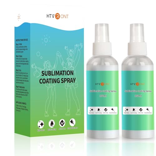 HTVRONT Sublimation Coating Spray for Cotton Shirts 2x150ml, Sublimation Spray for All Fabric, Canvas, Carton, Pillow, Sublimation Spray Quick Dry & High Gloss, Vibrant Color & Strong Adhesion