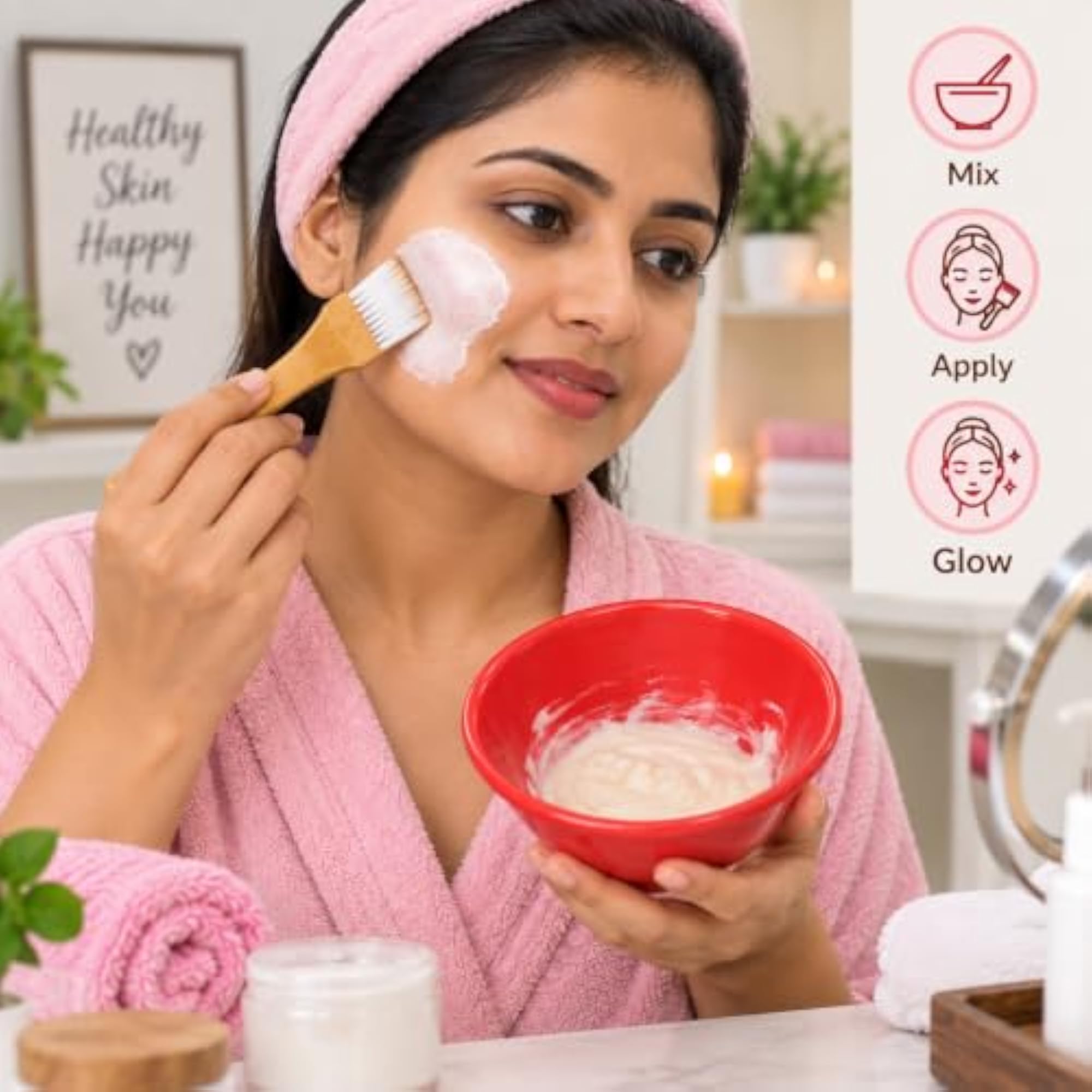 Beauty Tool Facial Mixing Bowl with Brush Set, Medium Size