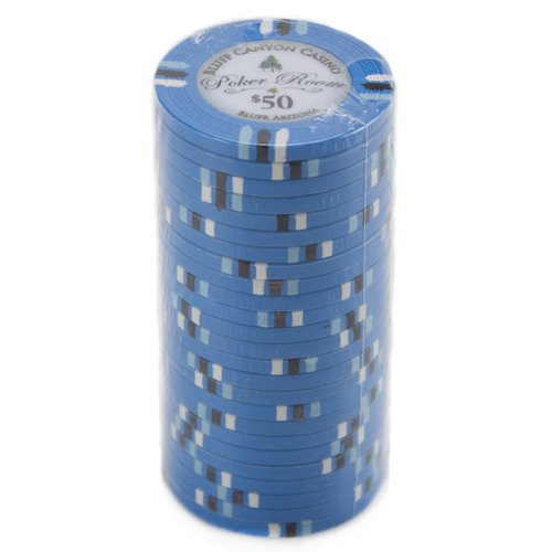 Claysmith Gaming $50 Clay Composite 13.5 Gram Bluff Canyon Poker Chips - Sleeve Of 25 #TOP1