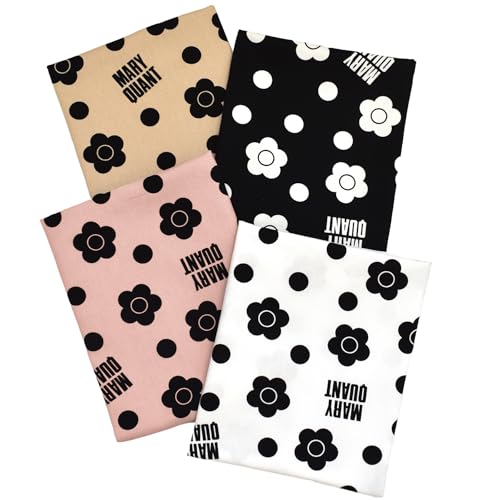 MYmama カットクロス MARY QUANT オックス 生地 ドット デイジー 約48×50cm 4枚 セット はぎれ ロゴ 花柄 MYmama カットクロス MARY QUANT オックス 生地 ドット デイジー 約48×50cm 4枚 セット はぎれ ロゴ 花柄