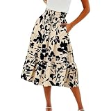 JUliyeyeyo Long Skirts Women Skirts Knee Length Short Flowy Skirt Womens Skirtrs Top Model Pocket Long Black Skirt For Black Flowy Dress With Sleeves Linen Clothes House Dresses Older