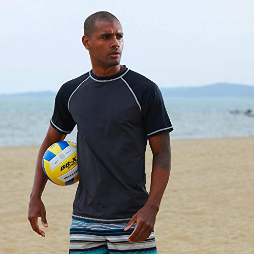 Arcweg Camiseta Hombres Mangas Cortas Rash Guard de Protección UPF 50＋Secado Rápido Deportes Acuáticos Surf Natación Verano Gris Oscuro y Negro L(EU) - imagen 7