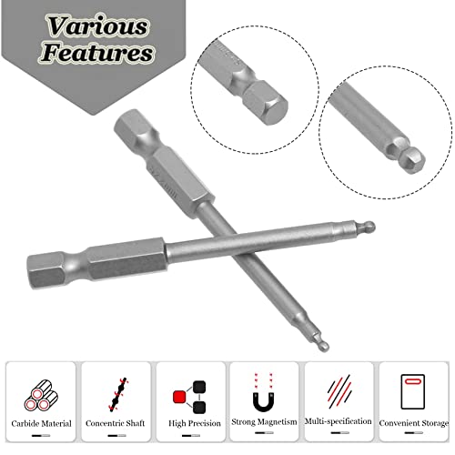 7Pcs 1/4" Hex Head Ball End Screwdriver Bits Drill Set 65Mm Magnetic Ball Head Hex Head Screwdriver Bits Set Electric Drills Air Tools Magnetic Screw Driver Hand Tool 2/2.5/3/4/5/6/8Mm Muye #TOP5