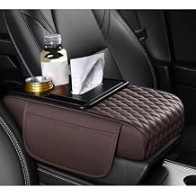 Car Armrest Center Console Cover for Bentley Arnage Continental GT Flying Spur Bentayga,Armrest Protector Pad Multifunctional Console Cover Car Interior Accessories Organizers,E Coffee