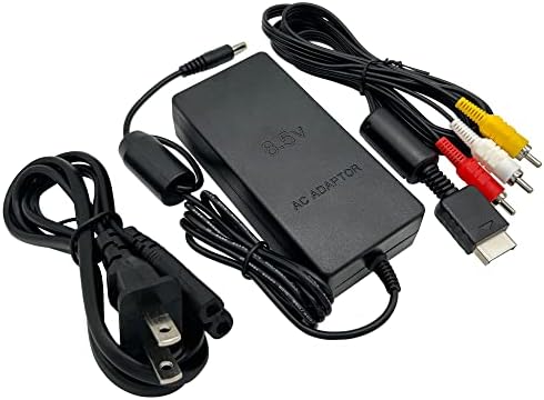 Power Supply and AV Cable for PS2, AC Power Adapter and AV Cable Compatible with Playstation 2 PS2 Slim A/C 70000 Console Replacement Set