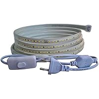 Ahorraluz Tira 220v 2835 120 Led/m Alta LUMINOSIDAD, con Interruptor. Impermeable Blanco Frío/Neutro/Cálido Waterproof IP67 Strip, 0,5M, 5.5 W, 5