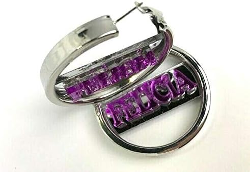 Custom Silver Hoop Earrings Name Plate Laser Cut Personalized Design Stunning Look - Quality, Attractive Silver Hoop Earrings, Made To Order - A Great Gift