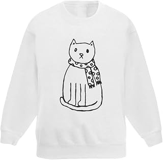 Azeeda 'Cat Wearing Scarf' Kid's Sweatshirt/Jumper (7-8 Years) (KW00016593)