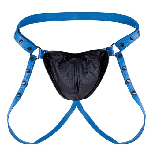 PU Leather Men's Jockstrap Body Harness – Adjustable Fit, 4 Colors (Black/Red/Blue/Green