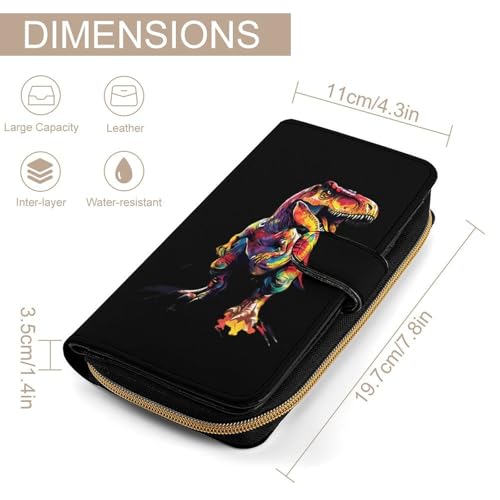 Colorful Dinosaurs Long Wallet for Women Men Purses Coin Pouch Credit Card Holder Organizer2