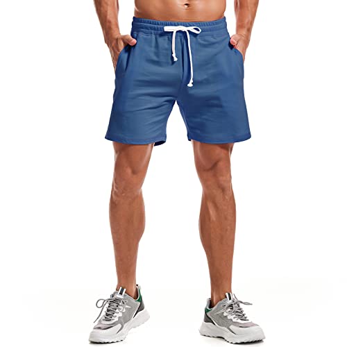 Image of AMY COULEE Mens Athletic Workout Shorts 5.5 inch Cotton Casual Shorts Elastic Waist Joggers Sports Sweat Shorts
