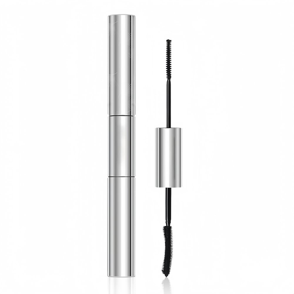 2 In 1 Waterproof Mascara with Small and Precision Brush for Short/Fine Eyelashes, Dual-Ended Tubing Black Mascara