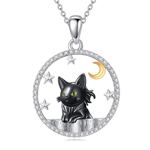 Collier chat noir anti-ternissement, bijou hypoallergénique femmes et filles