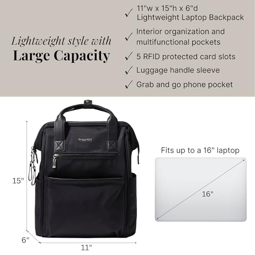 Baggallini Soho Backpack - Travel Laptop Backpack for Women - Lightweight Water-Resistant Luggage Bag, Black4