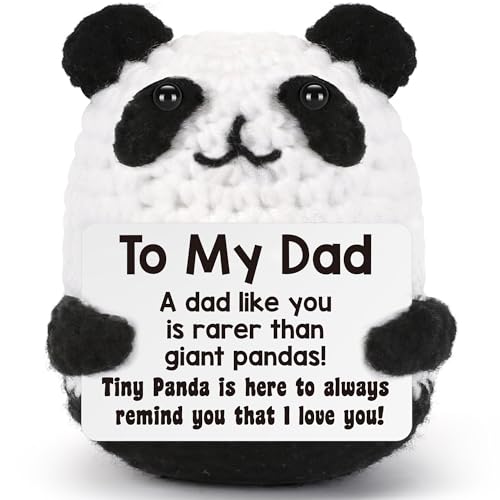 Fathers Day Dad Gifts from Daughter Son, Dad Birthday Gifts, First Father's Day for New Daddy Father to Be, I Love You Gift for Daddy Stepdad Father in Law, Handmade Crochet Panda Dads Present