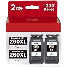 260XL Black Ink Cartridge 2 Pack Replacement for Canon TS6420a Ink Cartridges for Canon 260 Black Ink PG-260XL Use for Canon Pixma TS6400 TS6420a TS6420 TS5300 TS5320 TR7020a TR7020 TR7022 TR7022a
