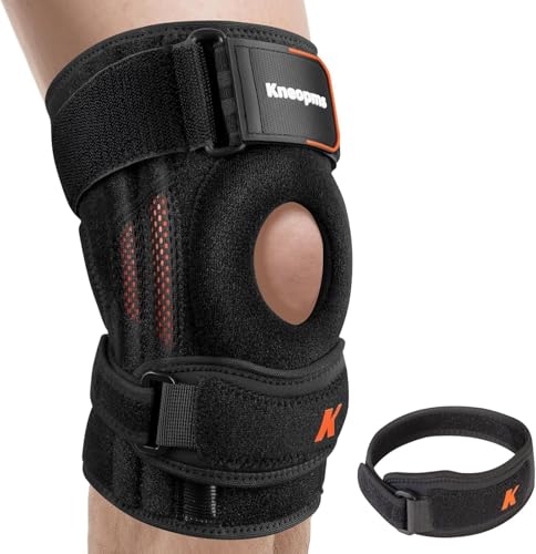 Enhanced Version Professional Knee Brace for Pain Relief,2-in-1 Adjustable Knee Support with Patella Pad & Side Stabilizers, Compression Knee Sleeve for Meniscus Tear, ACL, Joint Pain, Runner, Workout-Men & Women(L)