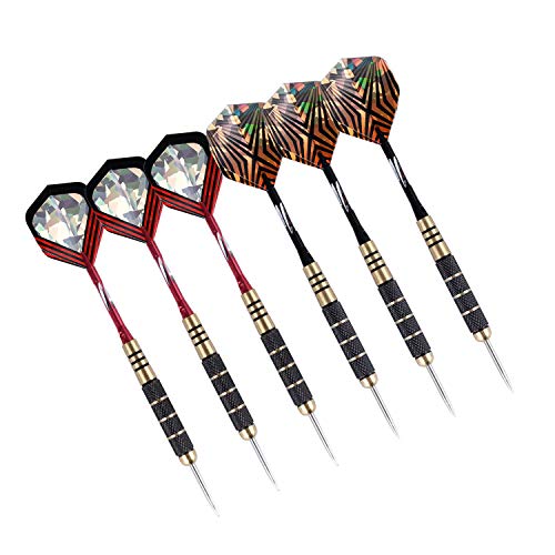 Lvgowyd 6 Pack Steel Tip Darts Set 26 Grams - Professional Metal Darts Tips with Aluminum Shafts Flights + Dart Sharpener + Dart Case (26g+Red+Black) - Thumbnail 2