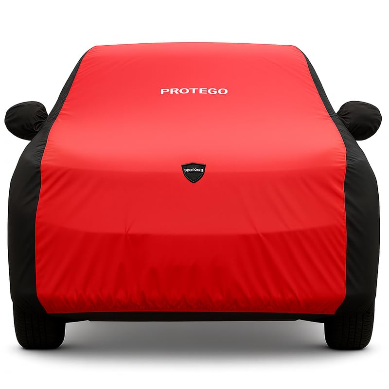 Image of PROTEGO Prime Series India's 1st Anti-Tear Car Cover for Mahindra Scorpio N | Heavy Duty, Custom Fit, All Weather | 100% Waterproof, Windproof & Hail Resistant | 2 Year Warranty | Red + Black