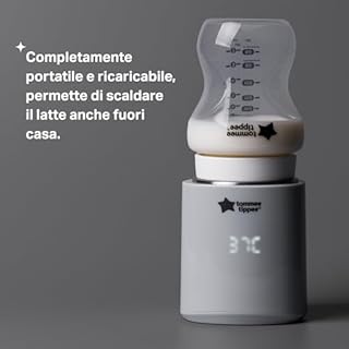 Tommee Tippee Scaldabiberon LetsGo Portatile, Ricaricabile con USB, Scaldabiberon Elettrico, Leggero e Comodo Per il Viaggio
