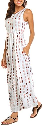 Hount Women's Summer Sleeveless Striped Flowy Casual Long Maxi Dress with Pockets
