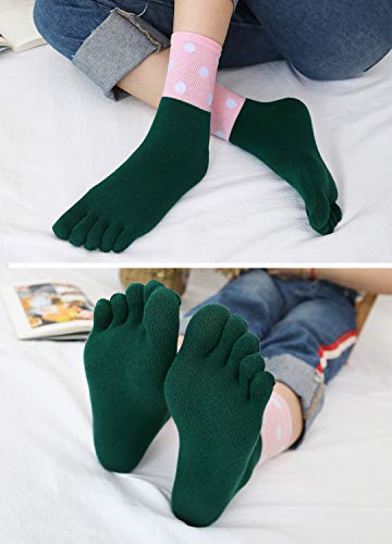 Image of ZAKASA Womens Toe Socks Funny Cat Dog Print Cotton Five Finger Socks Novelty Athletic Running Crew Ankle Socks Size 6-9