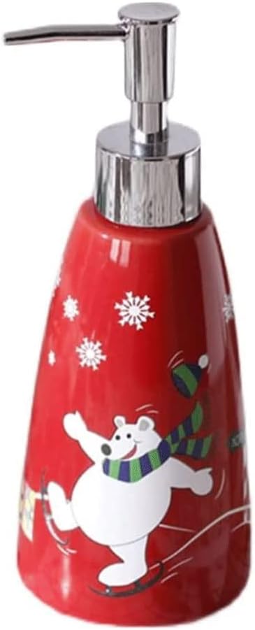 Large Capacity Soap Dispenser Ceramic Christmas Refillable Lotion Dispensers with Leak-Proof Pump Lotion Bottle 300ml/10.1oz for Kitchen Lotion Bottle