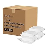 Lollicup KE-BHC99-1C Karat Earth Bagasse Hinged Clamshell Container, 9