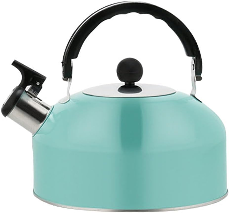 Cabilock Teal Stovetop Tea Kettle 1.9 Quart Stainless Steel Boiling Kettle with Ergonomic Handle and Non-Drip Spout for Home Kitchen