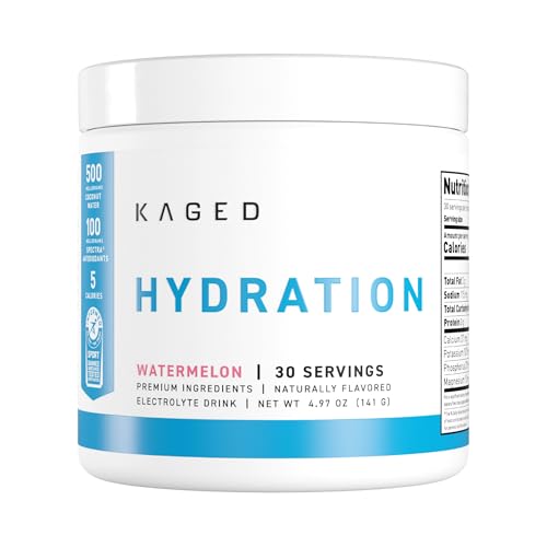 Kaged Hydration Electrolytes Powder | Watermelon | Hydra-Charge Sports Drink Mix | Pre, Post, Intra Workout | Low Carb, Vegan, Gluten Free | Supplements for Men & Women | 30 Servings