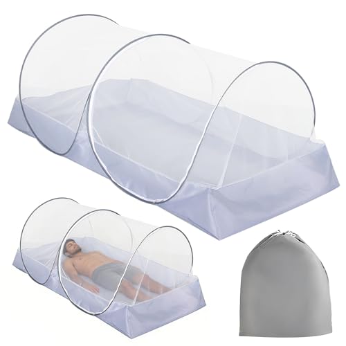 MAILEKT Moustiquaire Lit 1 Place, Tente Moustiquaire, Pliable, Anti-Moustiques et Anti-Insectes, Portable, Moustiquaire Autoportante pour Voyage, Lit, Camping,...